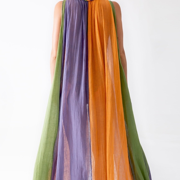 Miguelina Calypso Color-block Cotton-gauze Coverup - Orange - Picture 7 of 8